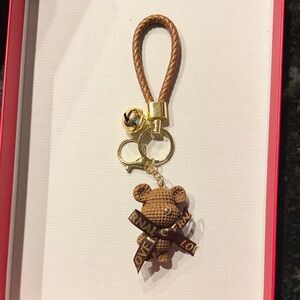 Brown Bear Keychain with Gold Accents